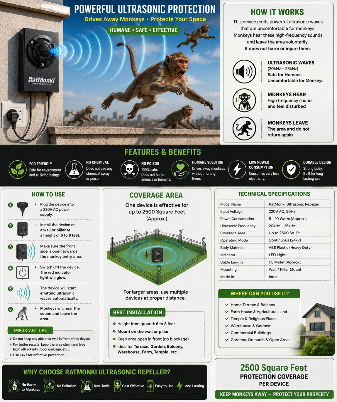 Monkey ultrasonic Repellent